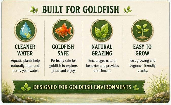 Goldfish Floating Meadow Pond Plants – Brazilian Pennywort, Frogbit, Hornwort – Live Aquarium & Pond Plant Bundle – Goldfish Safe