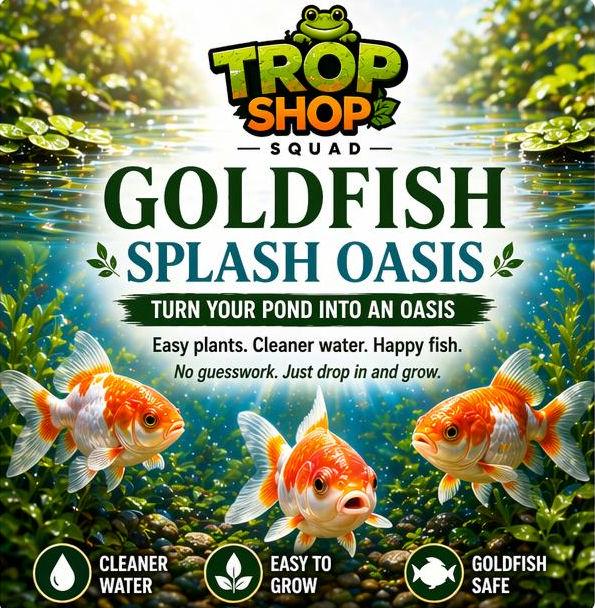 Goldfish Splash Oasis Live Plants – Guppy Grass, Hornwort, Frogbit – Easy Pond & Aquarium Plant Bundle – Goldfish Safe